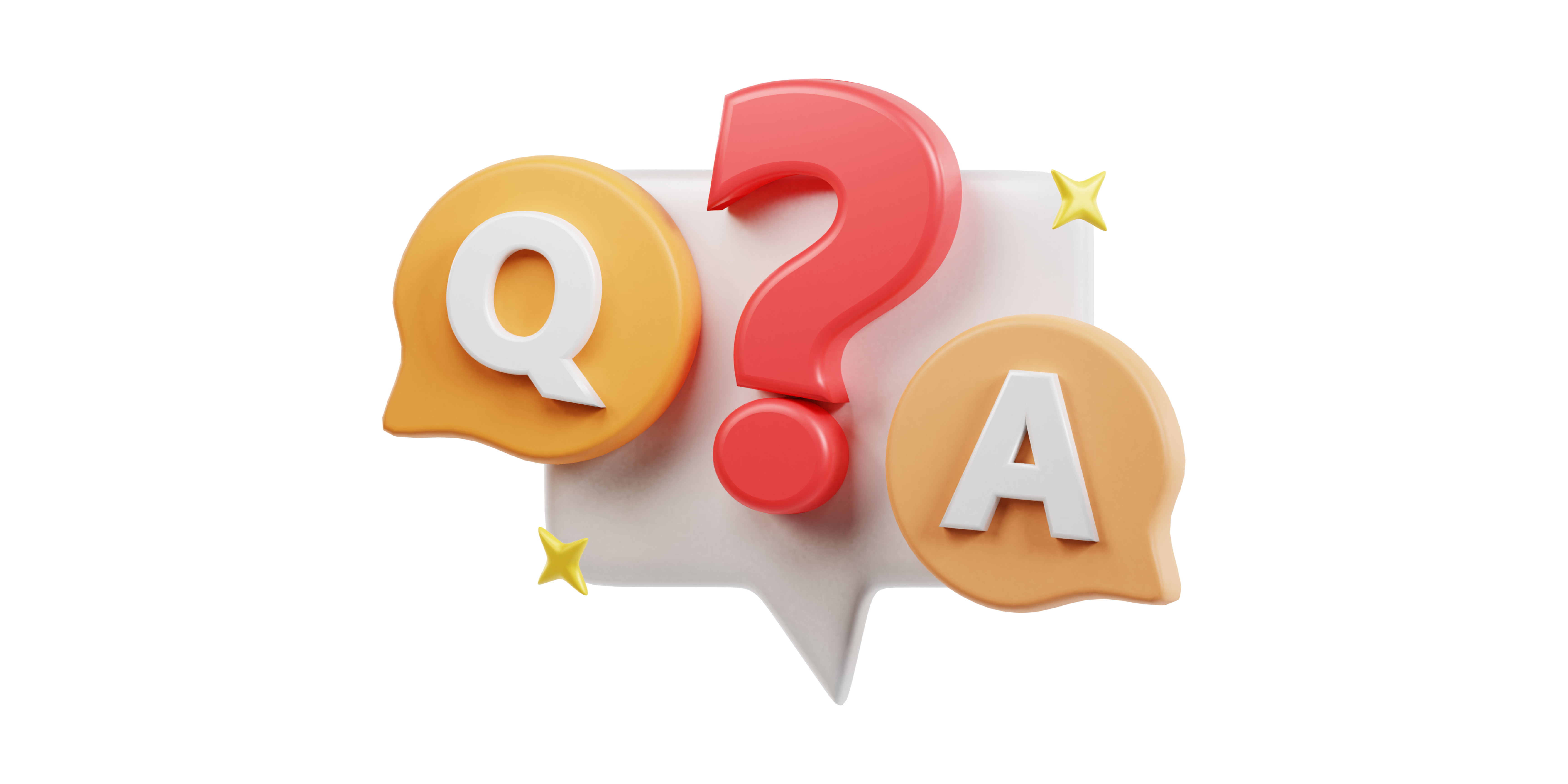 FAQ Help Section Icon 3D FAQ icons with question and answer speech bubbles
