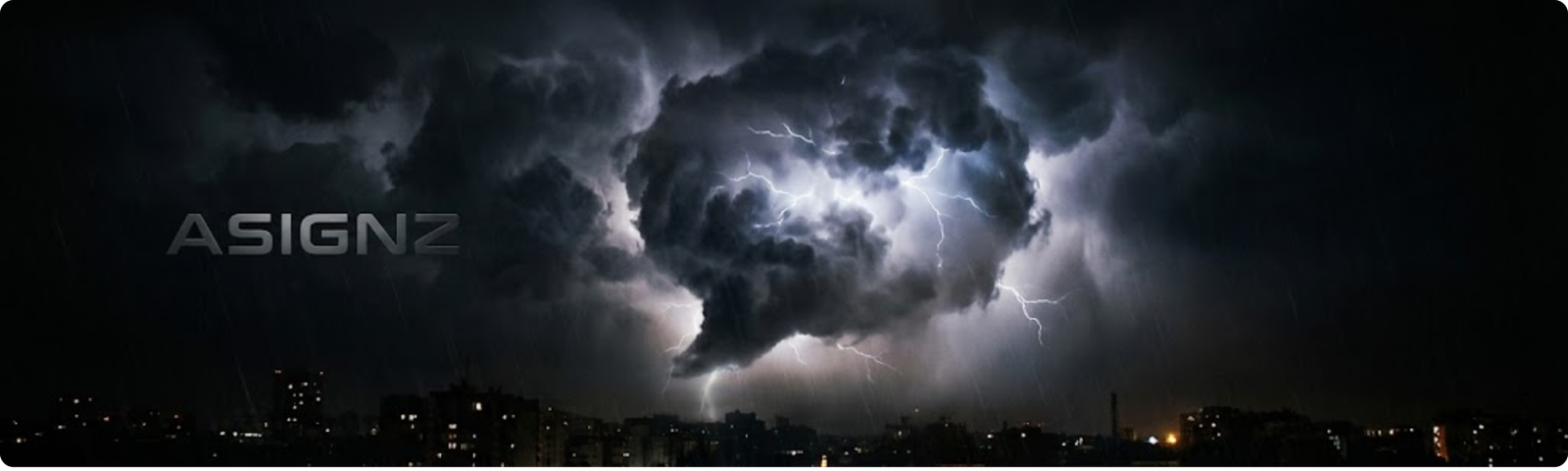 Dark cinematic lightning storm representing the ASIGNZ™ — visual signals of power, prophecy, and transformation.